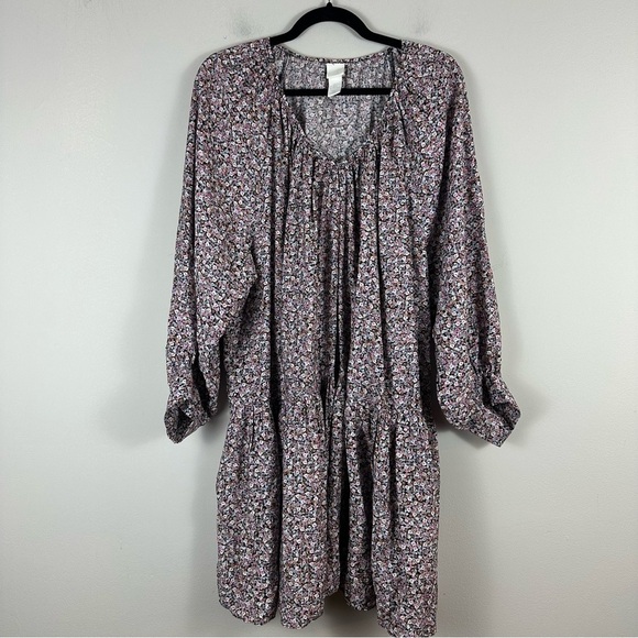 H&M | Multicolor Floral Balloon Sleeve Tiered Dress Size Large - Picture 1 of 6